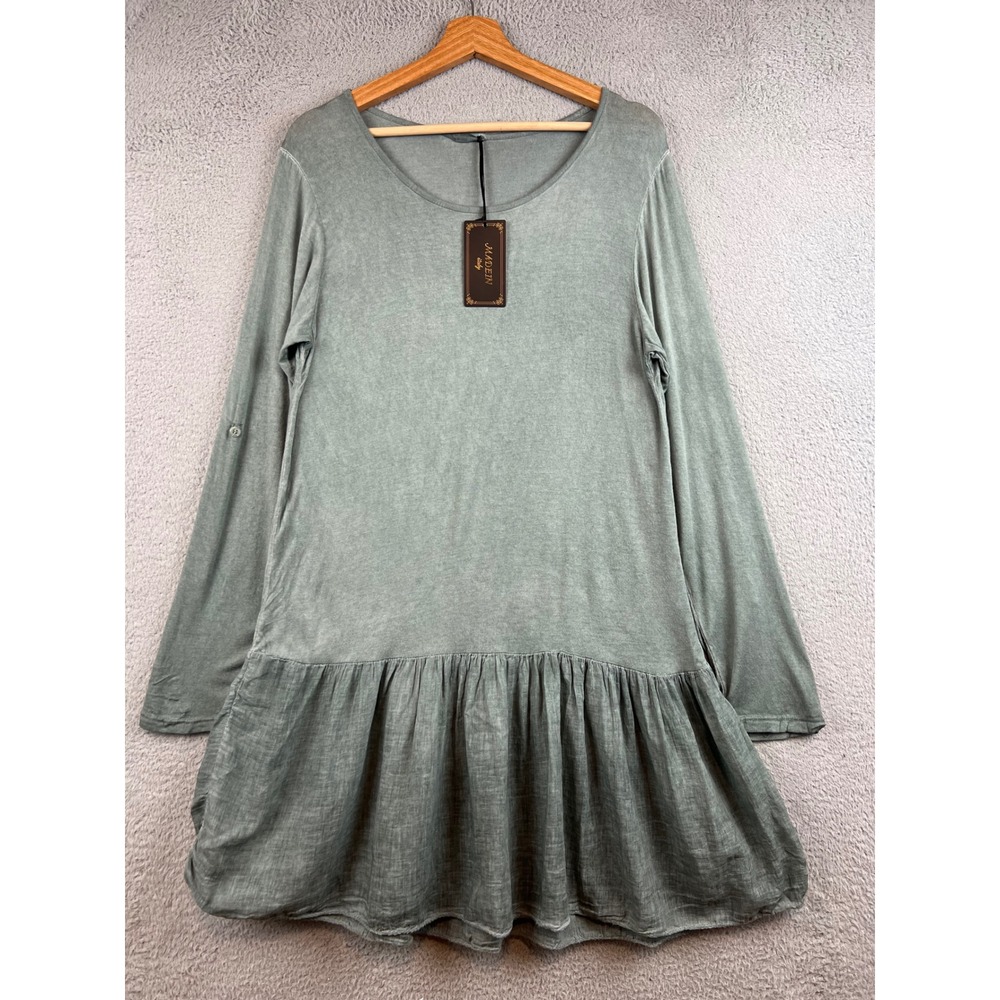 Long Sleeve Ruffle Hem Tunic - Sage Green